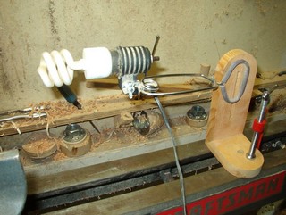 a flourescent bulb on a lamp fixture