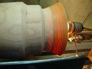 cut is continued and the wood thinned