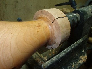 crack on the base is marked