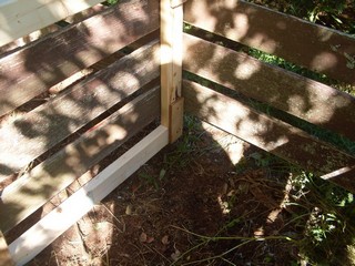 corner of the frame and the base of the frame are off the ground