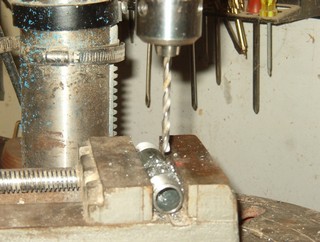 woodworking lathe project, make arm brace tool, drilling