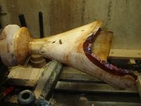 first finish on the wood vase