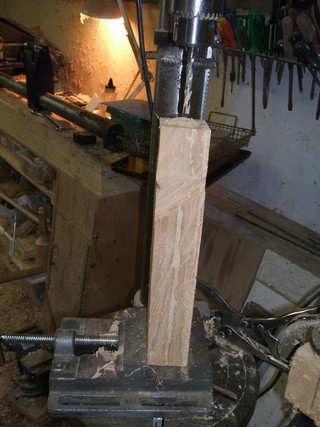 drill a 1/4" hole at center, 2 1/2" deep drill a 1/4" hole at center, 2 1/2" deep