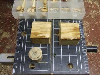 ball blank with a holding jig for the chuck 