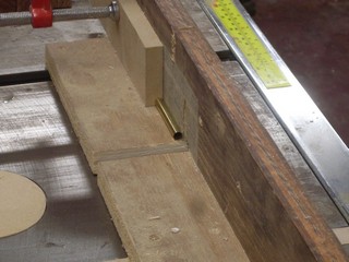 closeup of table saw sled