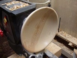 first coat of finish on inside of bowl