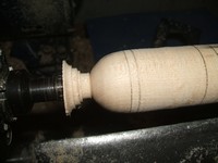 woodturning project awl: cutting to diameter
