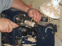 woodworking lathe project: rolling the end