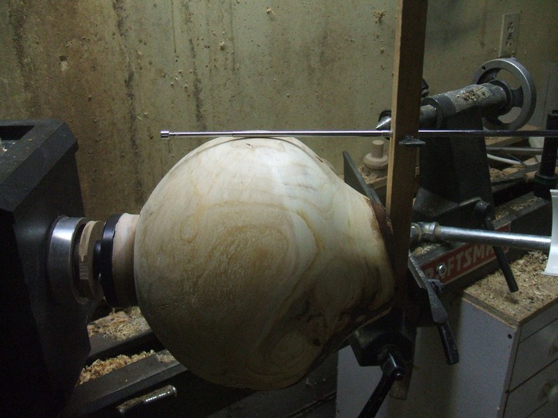 WoodTurning Work In Progress Spruce Burl Hollow Form 7 hollowing to